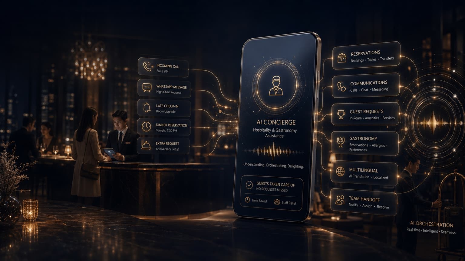 XO Omega AI Concierge verarbeitet Gästeanfragen und übergibt sie strukturiert an das Team
